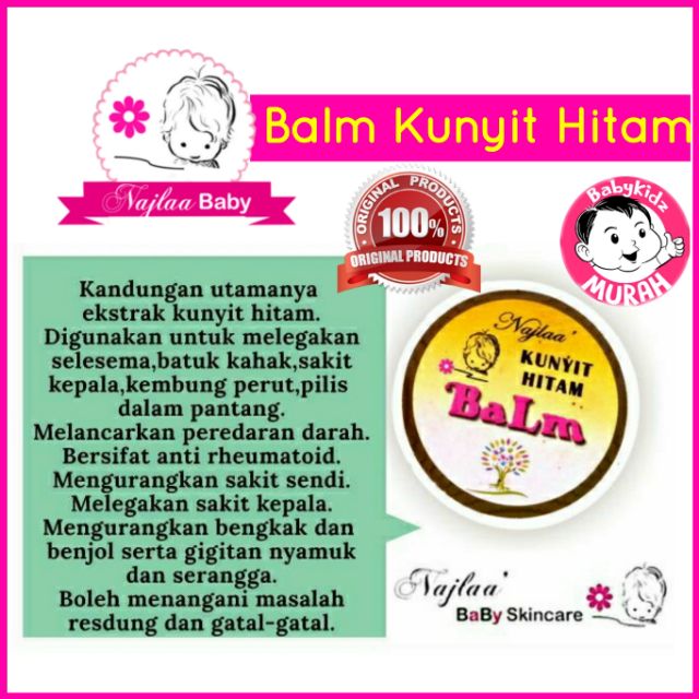 Najlaa Balm Turmeric Black Anti Viral Parasite Migraine Resdung Selsema Cough Asma Fat Acne Shopee Singapore