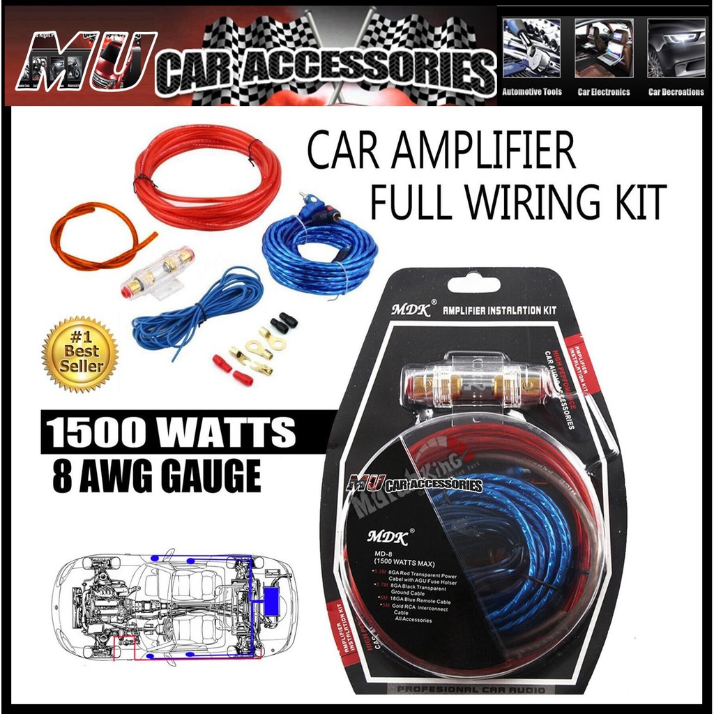 Mdk Car Audio Subwoofer Amplifier Amp Wiring Fuse Holder Wire Cable Kit Shopee Singapore