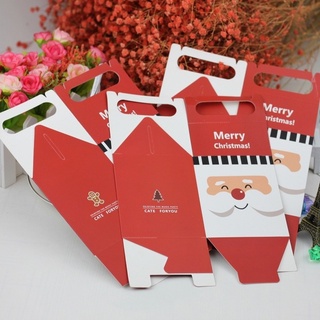 4 Styles Merry Christmas Candy Apple Box/ Santa Claus Snowman Printed Cookie Wrap Box/ Xmas Eve Gift Packaging Container #4