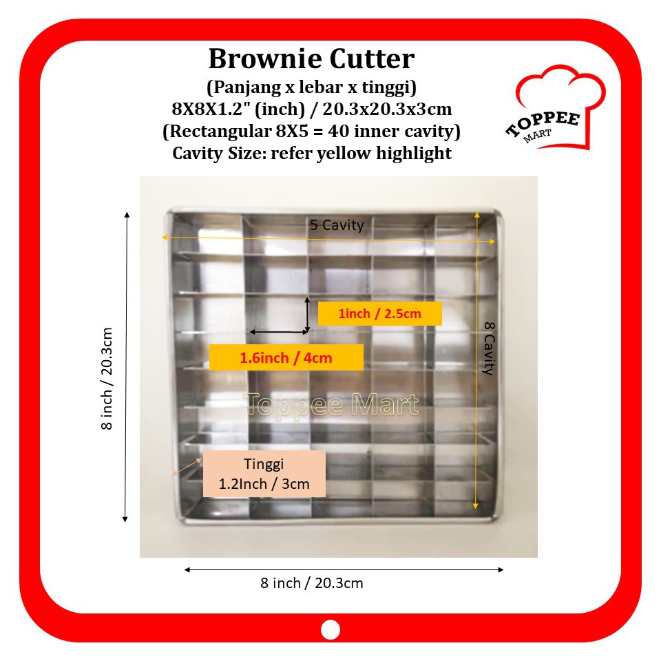 Shop Malaysia New Brownie Cutter Set Square Or Rectangular Acuan Talam Loyang Brownie Shortbread Candy Cutter Set Pls Read T C Shopee Singapore