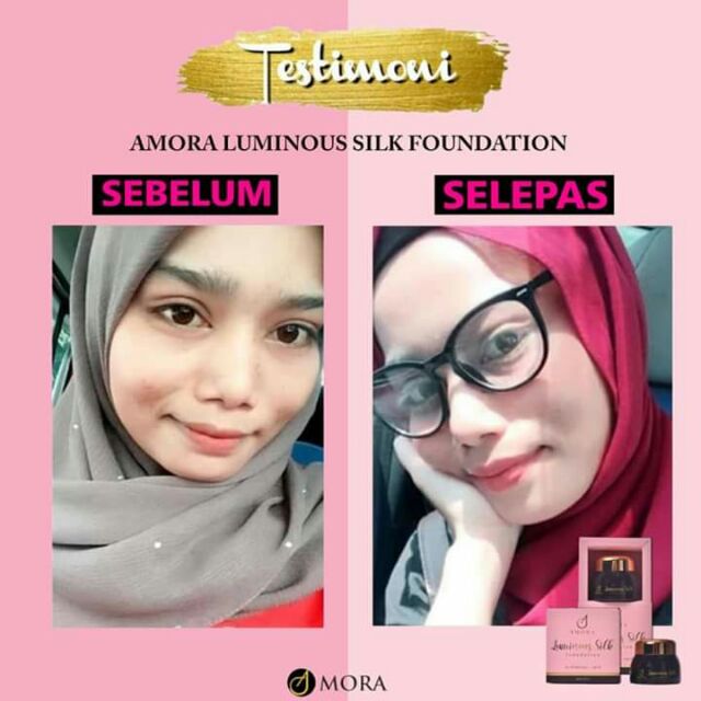 testimoni amora luminous silk foundation