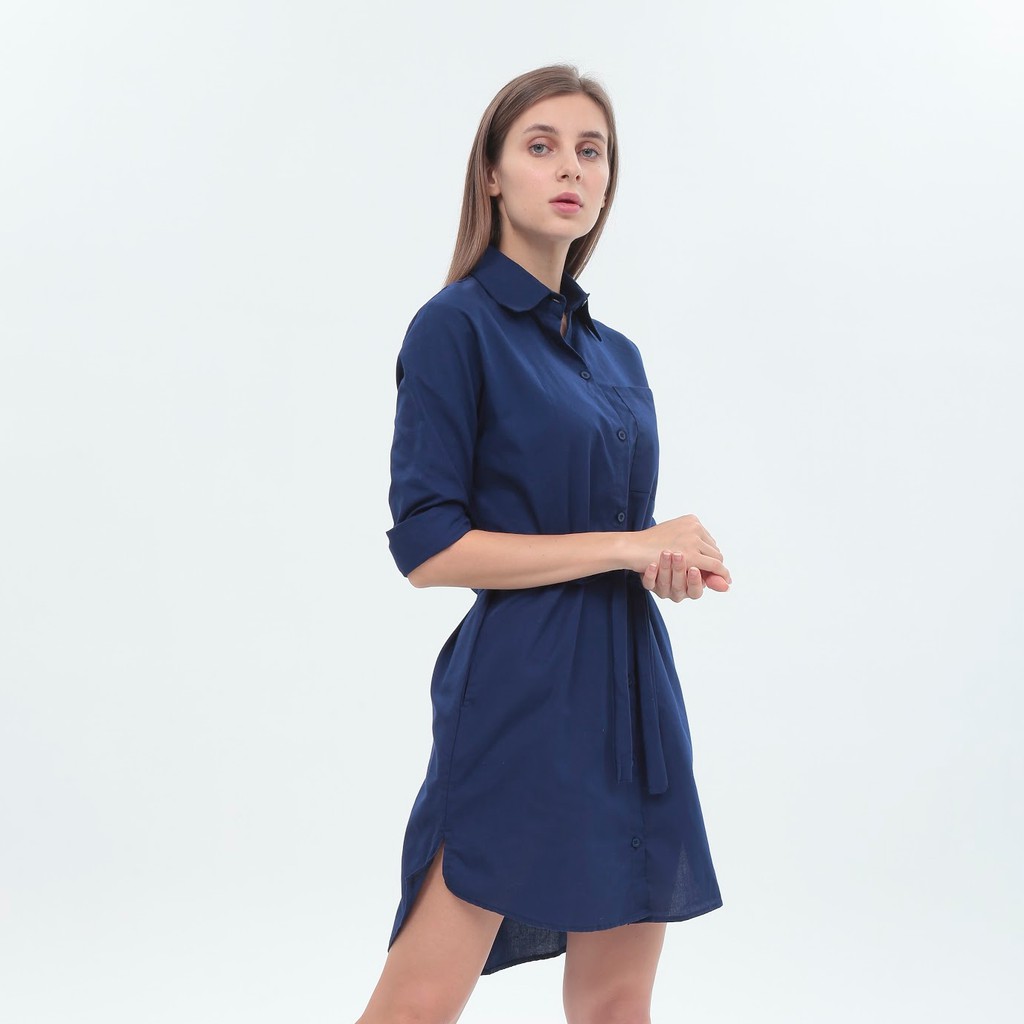 navy blue collar dress