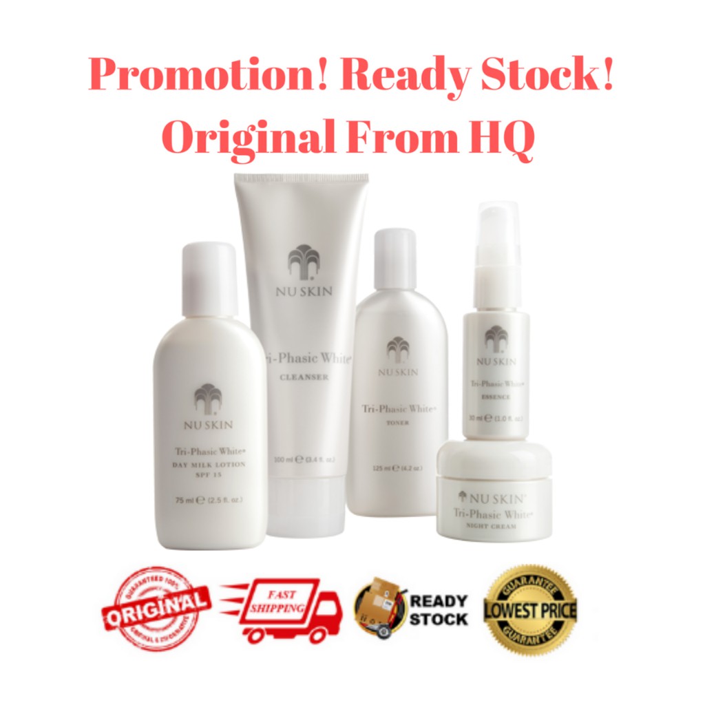 Shop Malaysia Nuskin Nu Skin Tri Phasic Tri Phasic White System Cleanser Toner Essence Day Lotion Night Cream Ready Stock Shopee Singapore