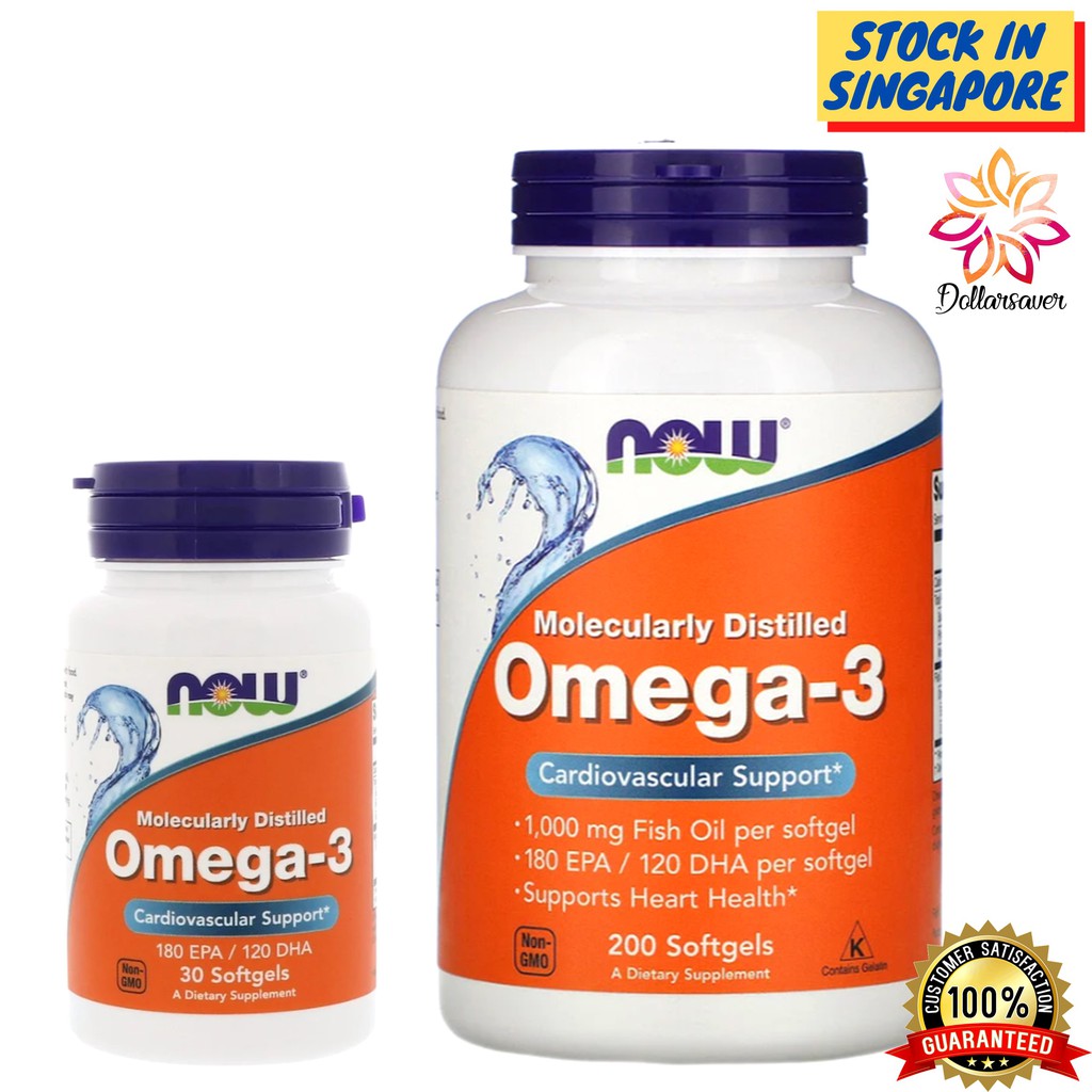 Omega 3 Fish Oil 1000mg Supplement Now Foods - 60 / 200 / 500 Softgel ...