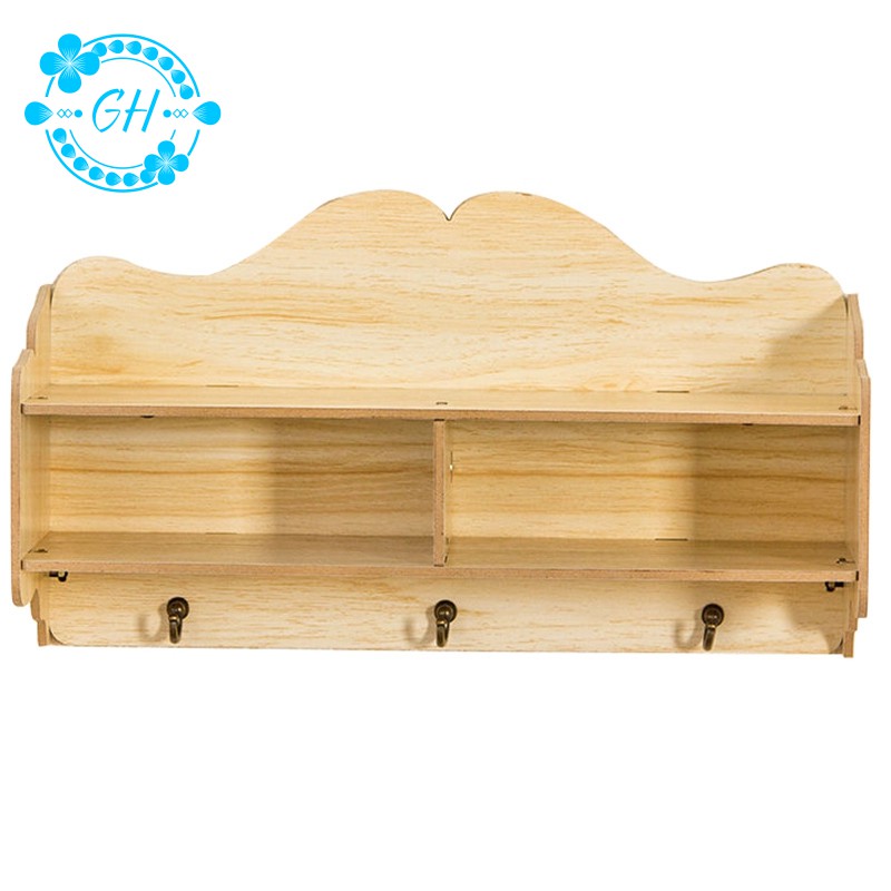 Wall Hung Type Wooden Decorative Shelf Sundries Storage Box Hanger