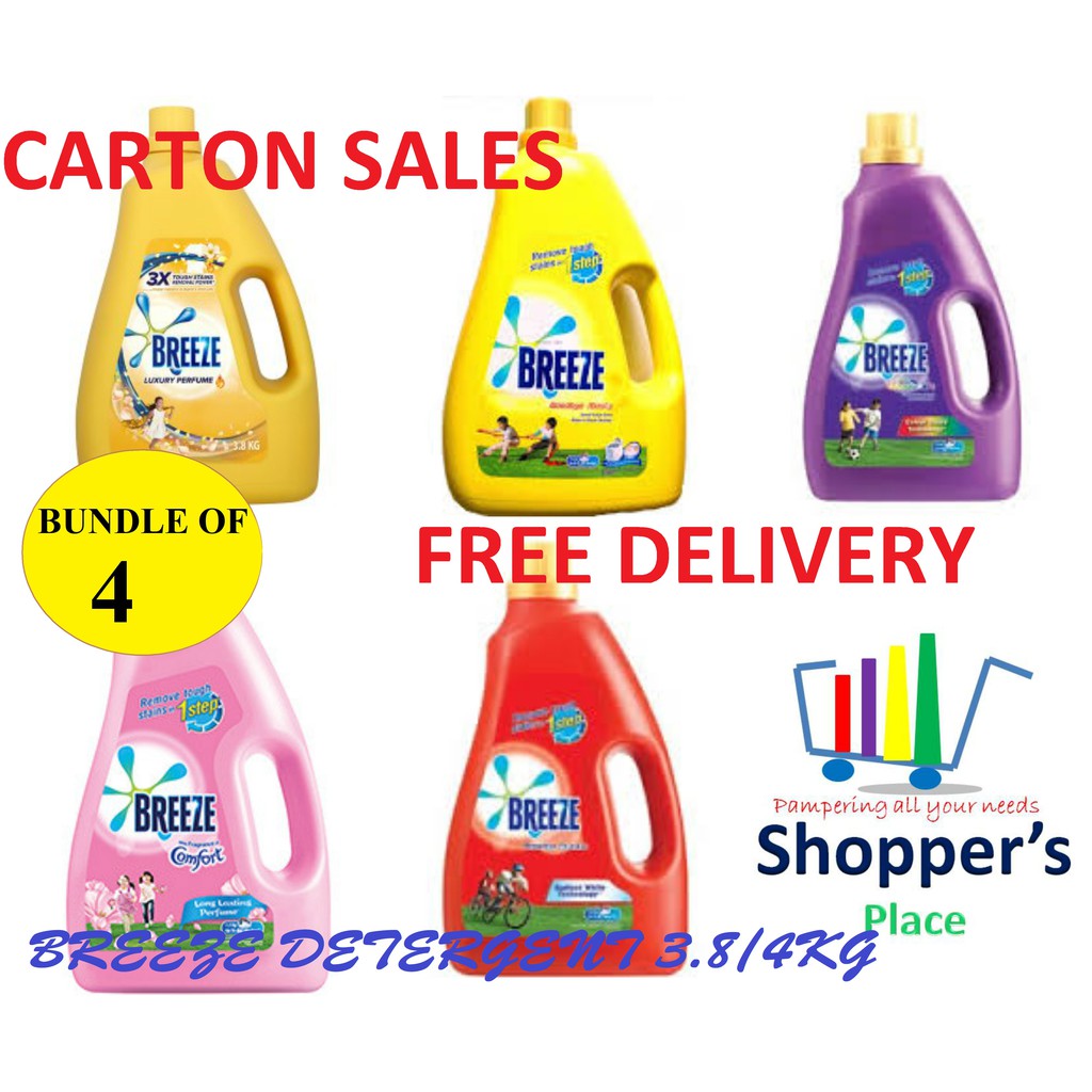 4 X Breeze Liquid Detergent 3.6kg/3.8kg (Carton Sales)Anti Bac Front