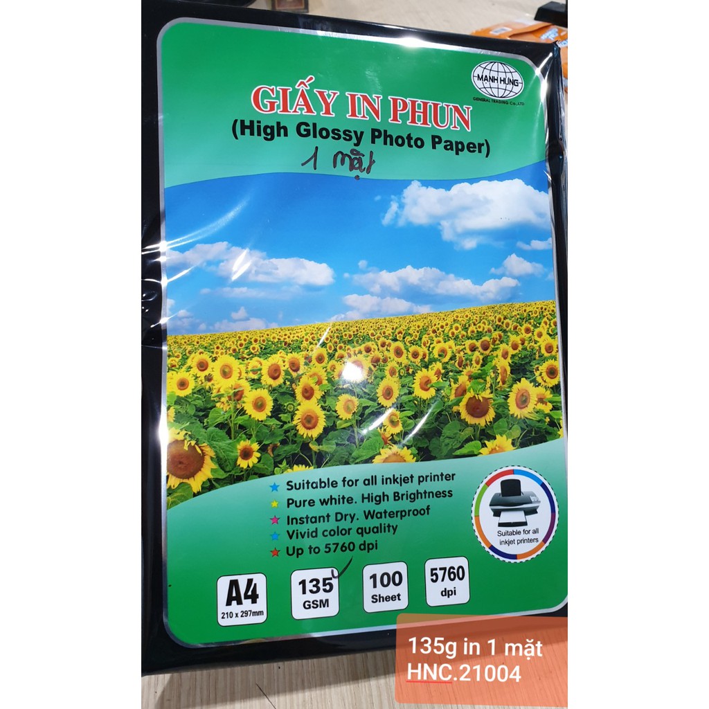 Manh Hung A4 Inkjet Paper 100 Sheets 135gsm 5760dpi Shopee Singapore