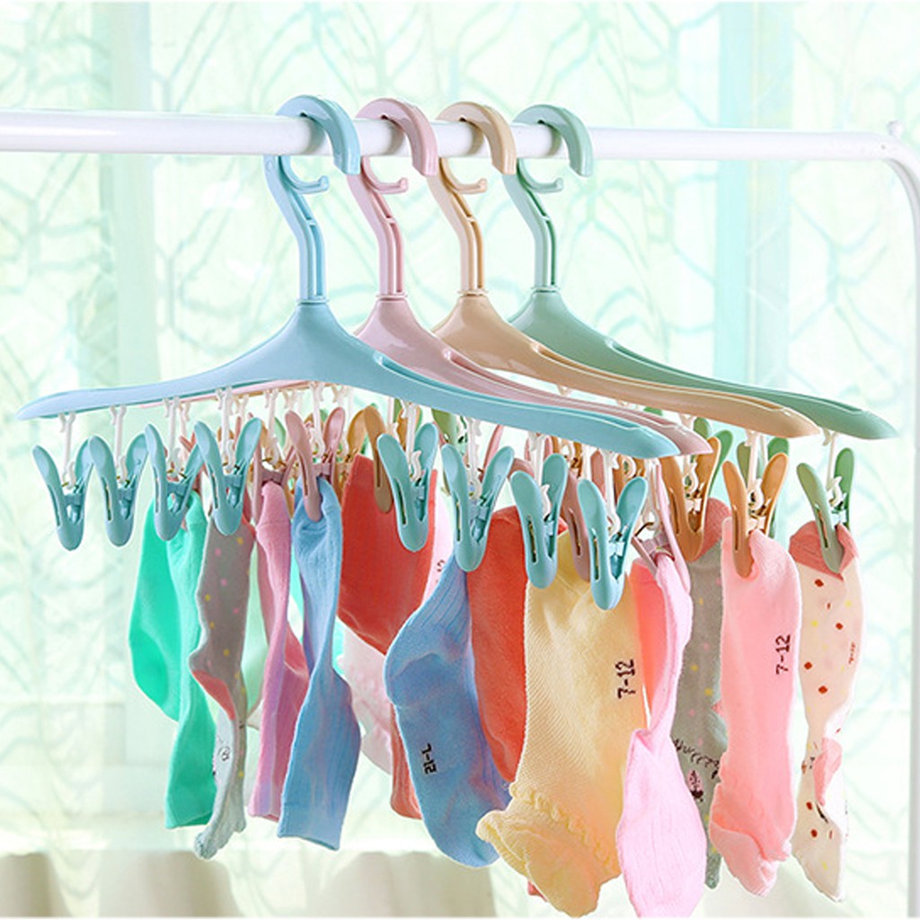 Drying Pegs Hook for Laundry Stainless Steel Drying Rack with 35 Clips Underwear etc Clothes Socks Space Saver Drip Hanger 