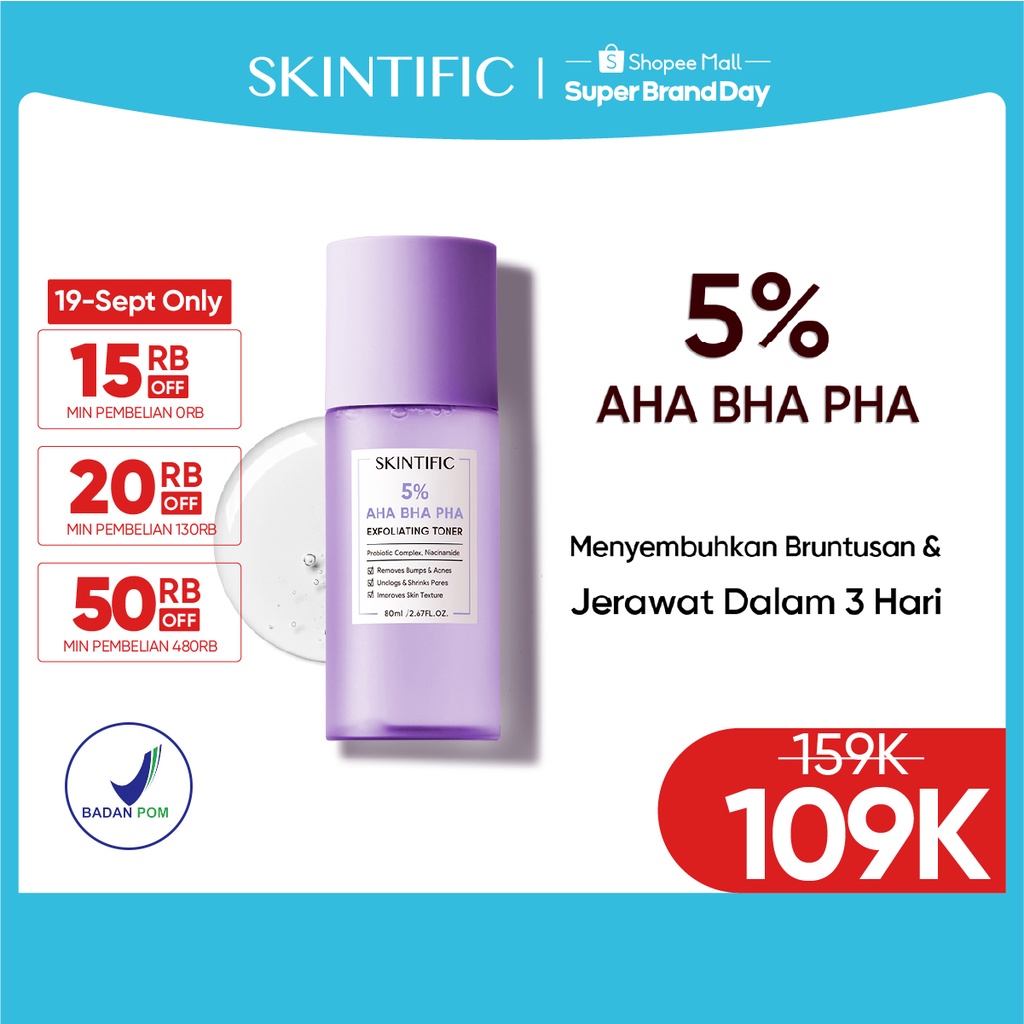 [Ready Stock] SKINTIFIC - 5% Aha Bha Pha Exfoliating Toner Face Eksfoliasi wajah Glow and Smooth Skin with Niacinamide [BPOM]