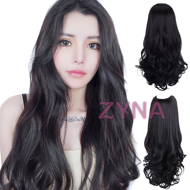 ins wind supernatural long curly hair big wave fluffy U-shaped wig  invisible hair extension | Shopee Singapore