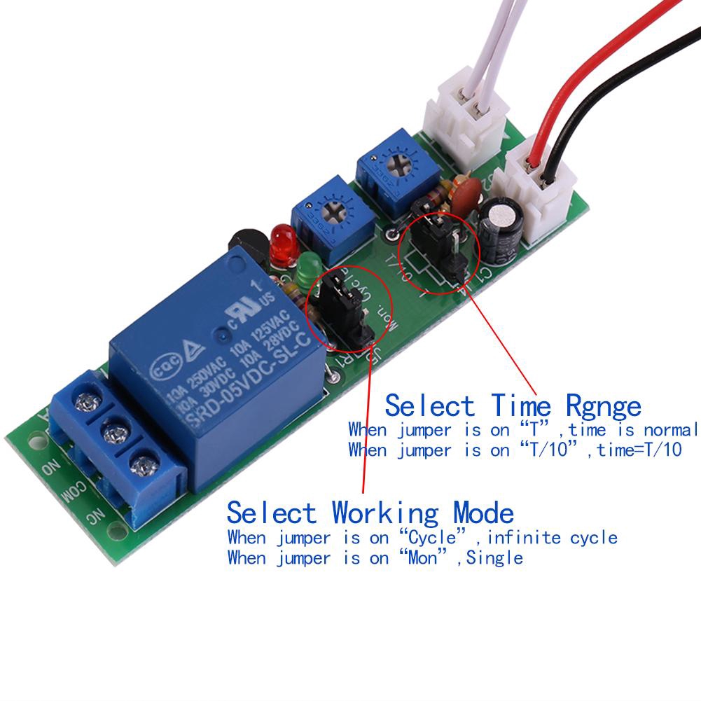 Delay Relay Timer réglable NE555 Module On-Board bouton de test 5-12 V 0-120 S 