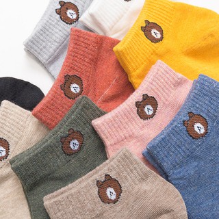 【Bfuming】20 Colors Bear Socks Cotton Comfortable Breathable Women Daisy Socks Japanese Women Socks