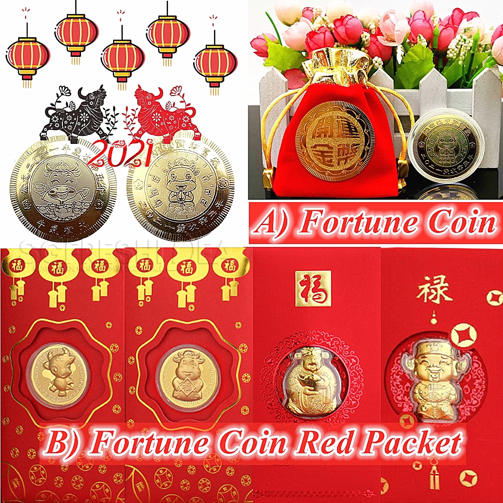 Chinese New Year CNY 2021 OX Red Packet Ang Bao - Golden Lucky Fortune ...