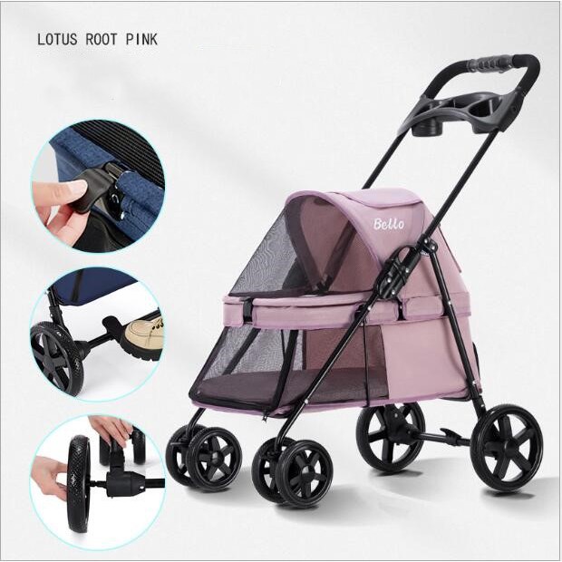 Multifunctional Collapsible Pet Stroller Small and Compact 4-Wheel Pet Sports CarSuitable for Cats and Dogs Outdoor Supp