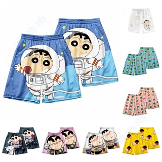 Anime Crayon Shin-chan Print Casual Shorts Unisex Adult Quick Dry Stretch Waist Beach Pants