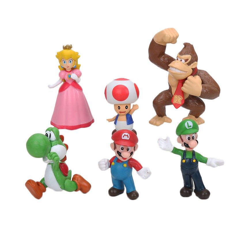 6pcs/set Super Mario Luigi Peach Action figures opp bag | Shopee Singapore