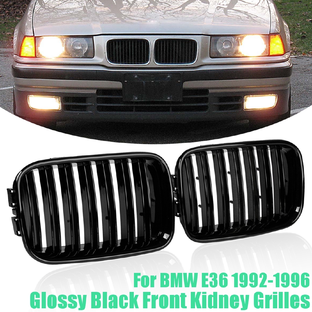 Leftright Glossy Black Front Kidney Grilles For Bmw E36 1992 1996 Abs Plastic - bmw e36 roblox