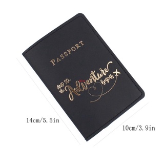 seng Passport Holder Cover with Card Slot Imitation Leather Hot Stamping Letters Plane Travel Wallet Trip ID Card Case O
