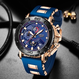 LIGE New Men Watch Fashion Sports Chronograph Top Brand Luxury Waterproof Watches for Men Date Blue Big dial Quartz Wristwatch #1