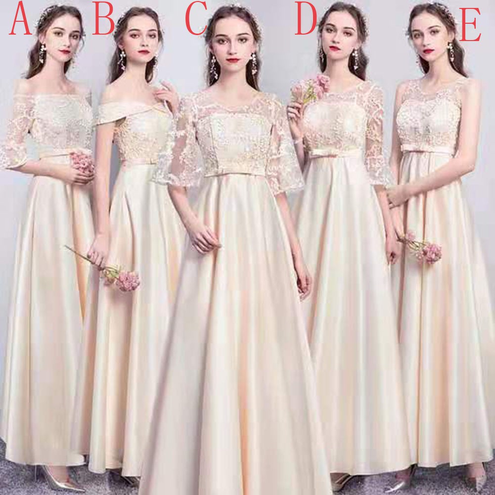 champagne satin bridesmaid dresses