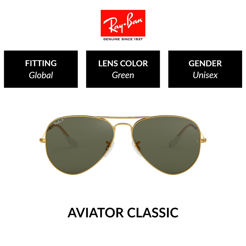 Ray Ban Aviator Large Metal Rb3025 001 58 Unisex Global Fitting Polarized Sunglasses Size 62mm Shopee Singapore