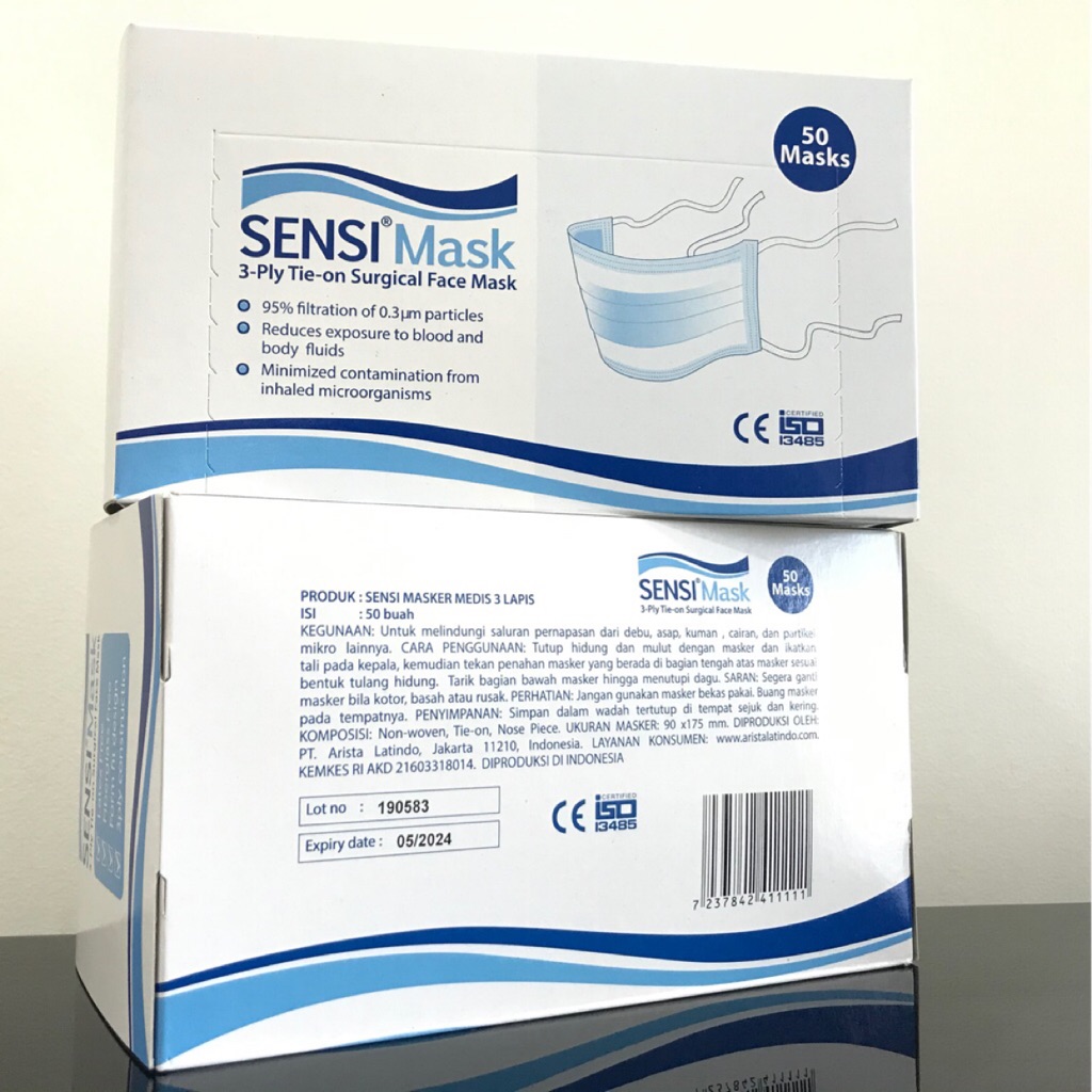  SENSI  MASK  3 PLY TIE ON Surgical Face  Mask  50pcs Box  