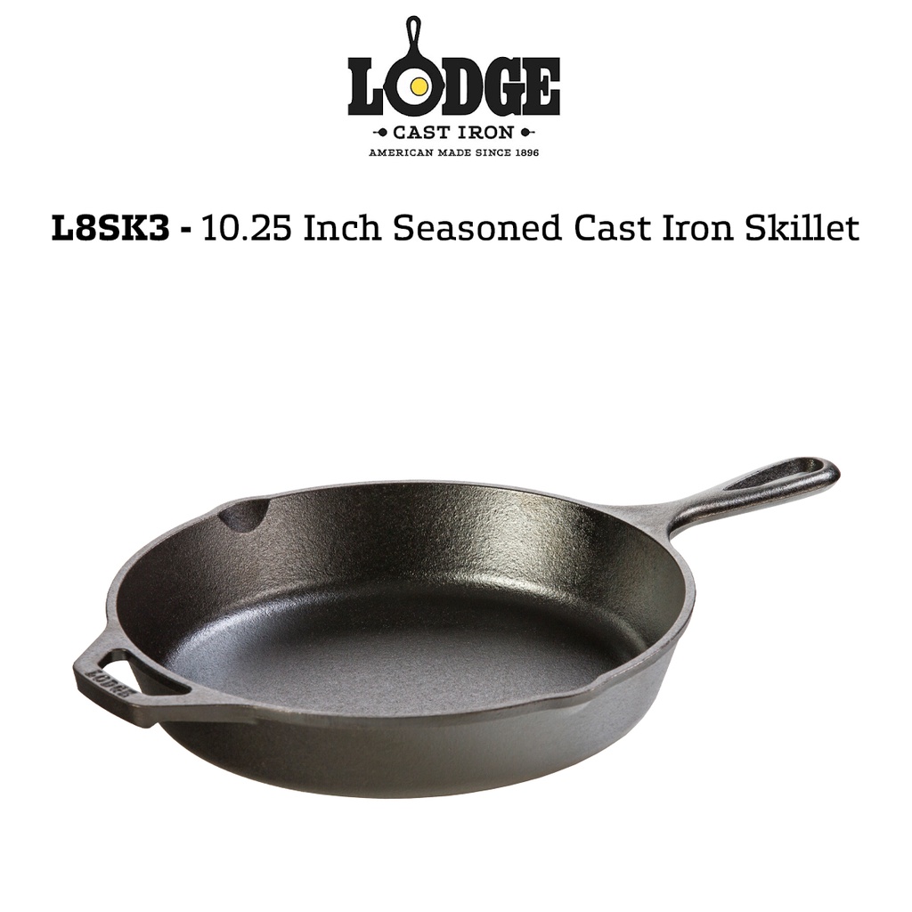 L8SK3 Lodge Classic Seasoned Cast Iron Skillet (10.25"/26.04cm), Made