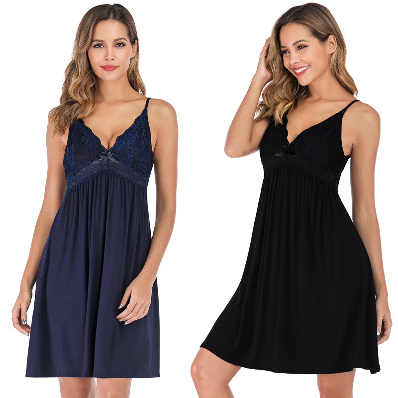 Plus size sexy deep v neck plunge slinky slip nightie babydoll pyjama ...