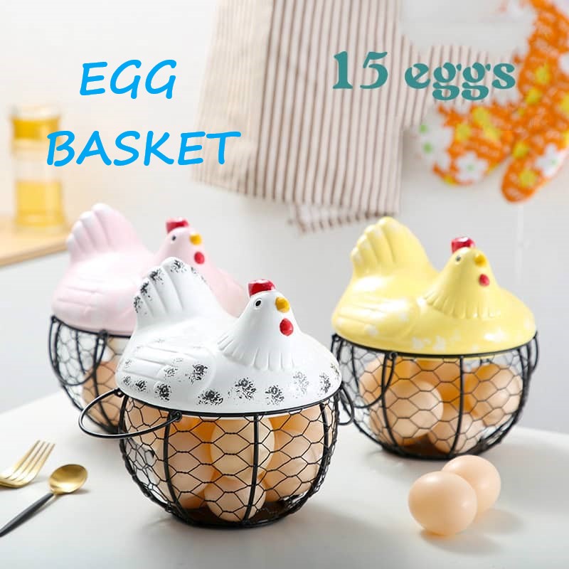 Ceramic Egg Basket With Foam Multipurpose Kitchen Storage Basket Egg Storage Basket Bakul Bekas Telur Bentuk Ayam Shopee Singapore