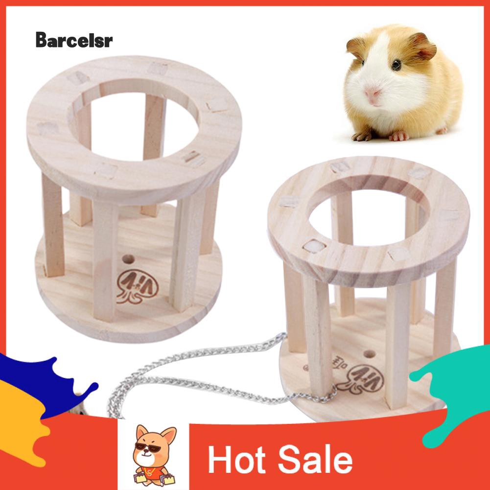 Pet Rabbit Wooden Hay Manger Cage Hanging Grass Feeder Food