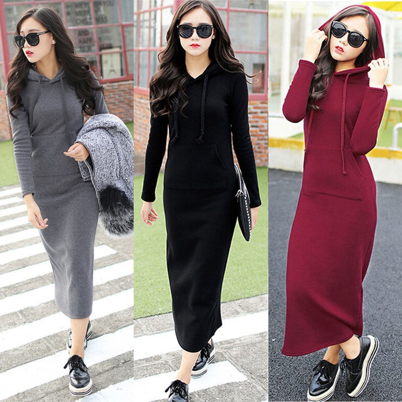 bodycon hooded maxi dress