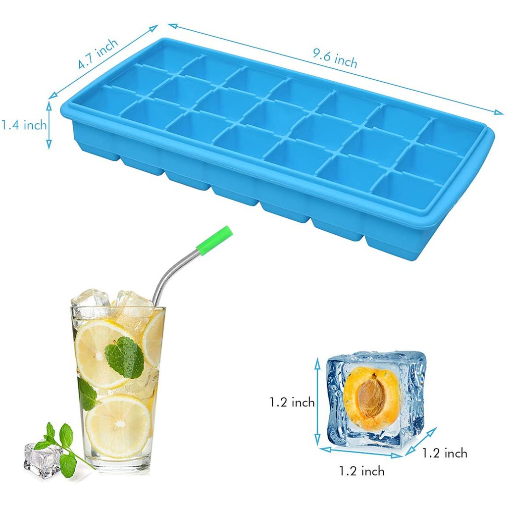 21 Cavity Silicone Ice Cube Eco Friendly Tray with Plastic Lid Ice Cube