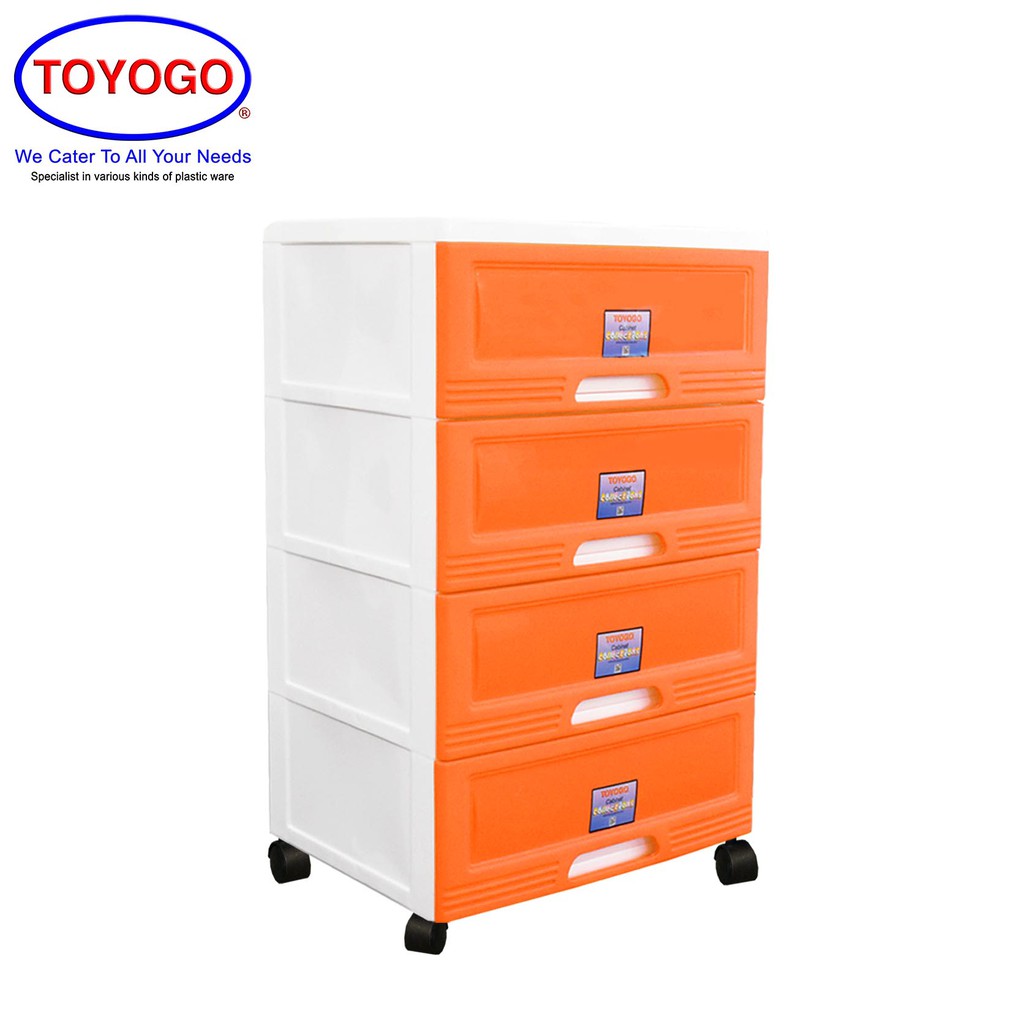 Toyogo Plastic Storage Cabinet \/ Drawer With Wheels (4 Tier) (609-4) | Shopee Singapore