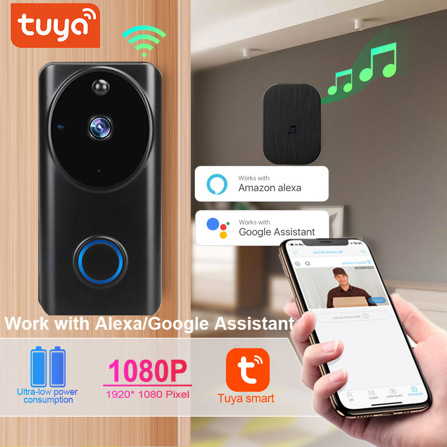 Tuya 1080p Smart Wireless Wifi Video Doorbell Alexa Google Home Outdoor Wireless Smart Video Doorbell Intercom Camera Wifi Punch Free Installation Shopee Singapore