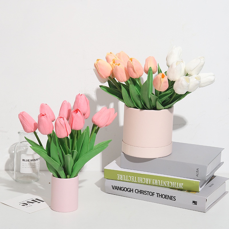 10pcs/Bunch Tulip Artificial Flowers Plants Latex Real Touch Party Wedding Bouquet Home Decor