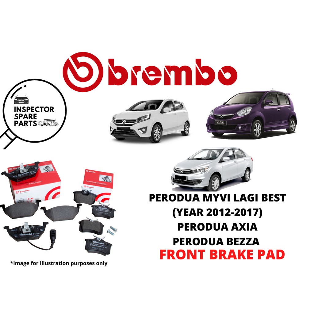 Shop Malaysia 100 Brembo Perodua Myvi Lagi Best Axia Bezza Front Brake Pad P99027 Shopee Singapore