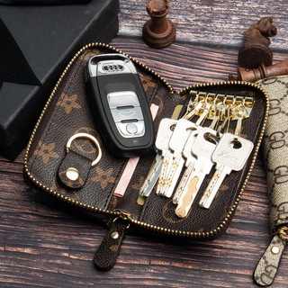 Image of Multi-functional Leather Zipper Closure Car Key Holder Keychains Pouch key case Ladies key bag Key Holders