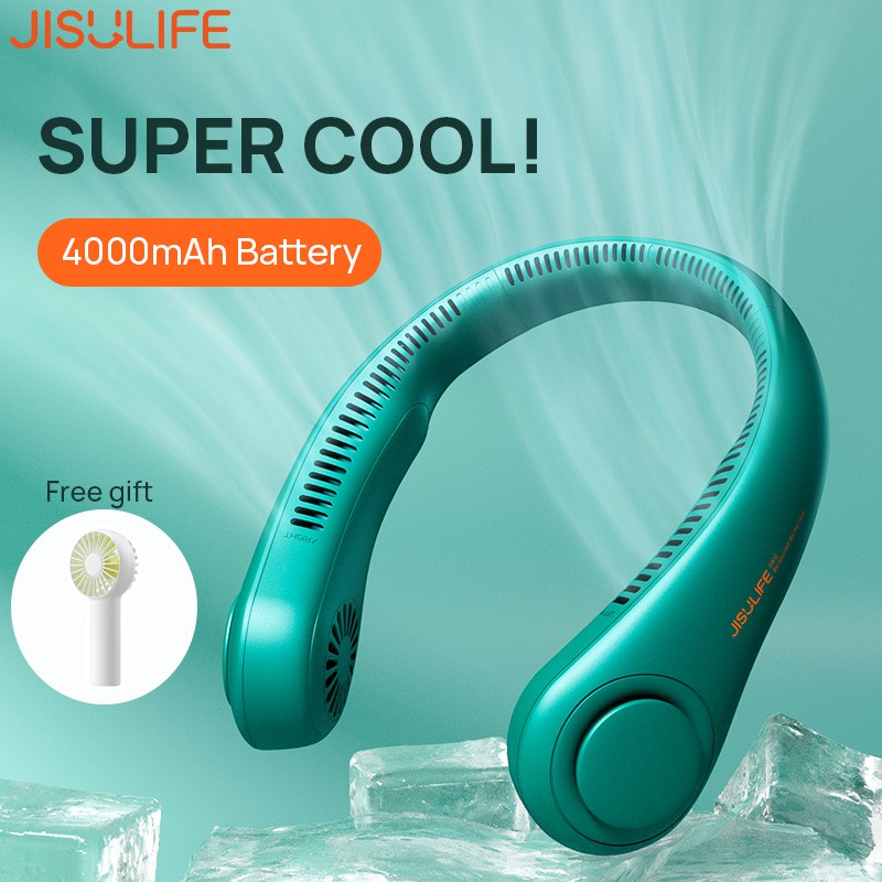 JISULIFE Portable Neck Fan Hands Free Bladeless Hanging Sport Fan Wearable Personal Fan Leafless