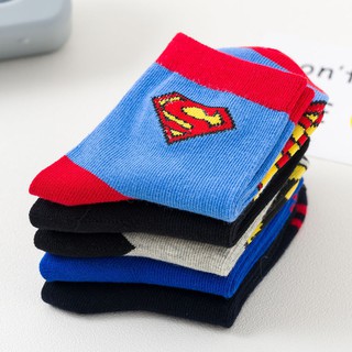 Superhero 5 Pairs Baby Boy Socks Cotton 1-3-5-8 Years Cartoon Socks for Kids #4