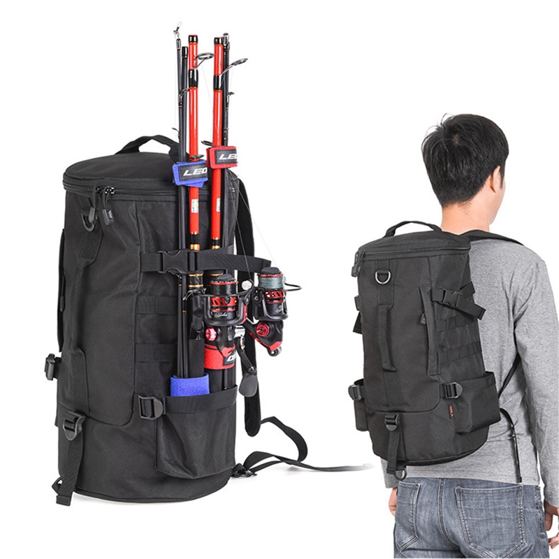 Fishing Bag Portable Backpack Fishing Tackle Storage Rod Holder Tools