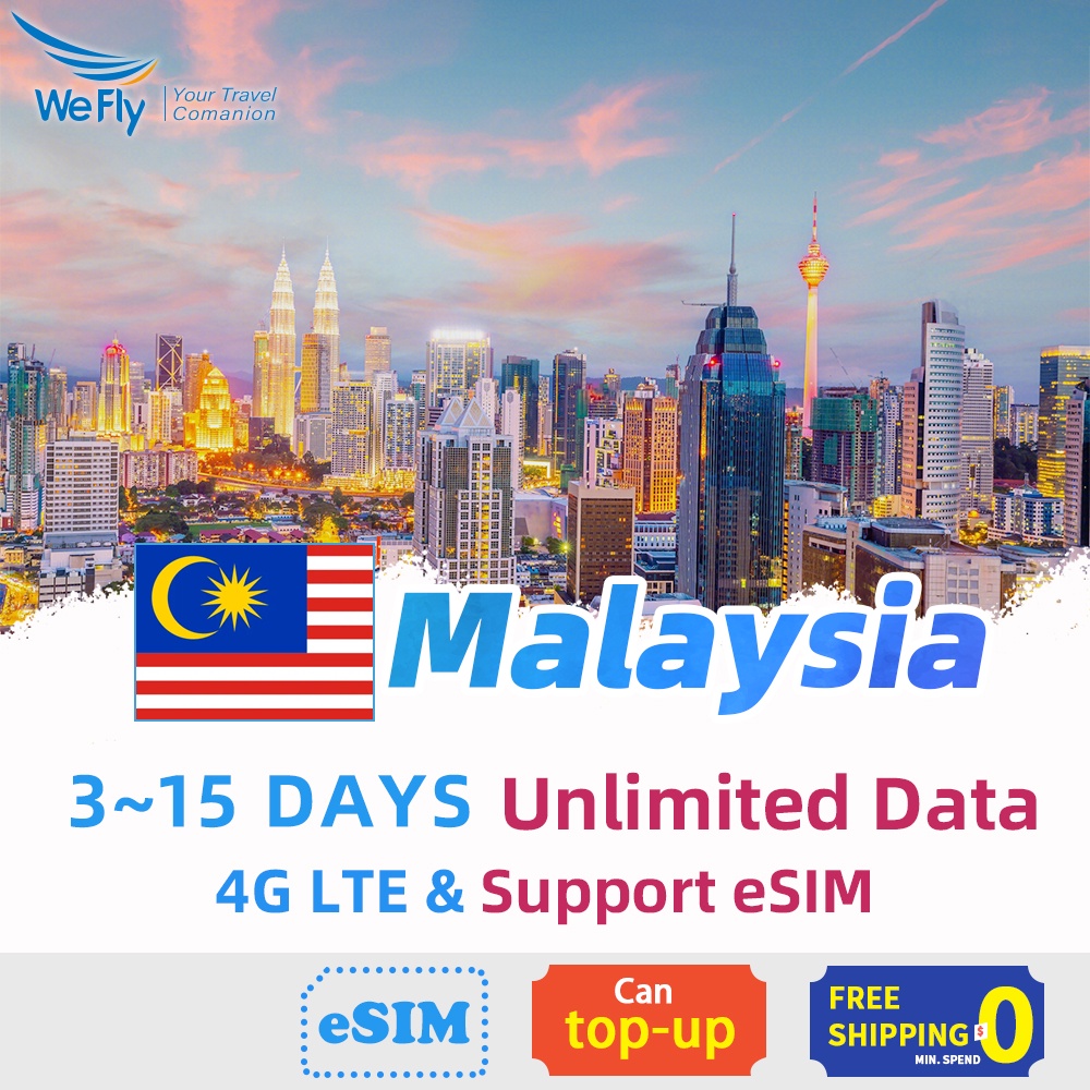 Malaysia SIM Card 4G LTE High speed Data Unlimited Data 1-10 days