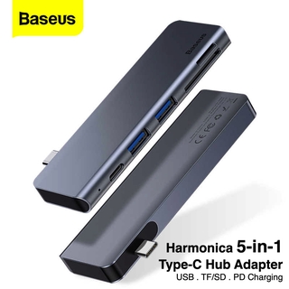 Baseus 5 in 1 Harmonica Type-C HUB Adapter USB-C Ports SD TF Card Portable Smart Dock
