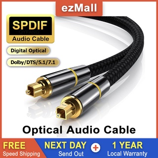 Digital Audio Cable, Digital Optical Cable [24K Gold Connector, Nylon Braided] SPDIF Fiber Optical TosLink Audio Cable