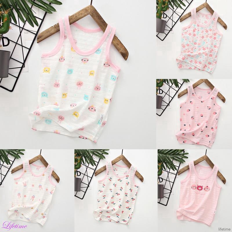 Girls Summer Floral Tanks Tops Girl Underwear Kids Clothes Cotton Camisole Baby Undershirt