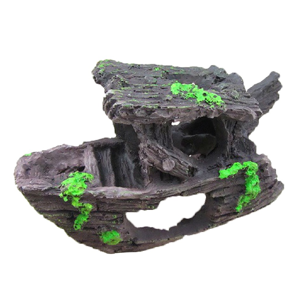 ღgb Aquarium Fish Tank Ornament Ship Cave Landscape Underwater