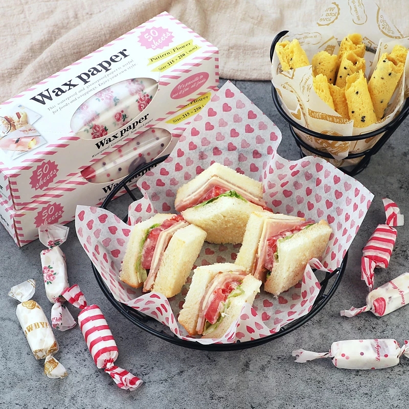 50Pcs/Lot Wax Paper Grease Paper Food Wrappers Wrapping Paper  Bread Sandwich Burger Fries Oilpaper Cake Dessert Pad