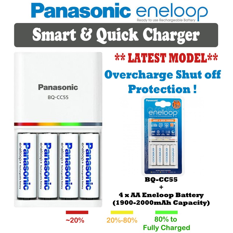 ENELOOP BQ-CC55 1.5hrs Smart and Quick Charger with 4 AA Battery