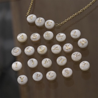 Image of thu nhỏ 5 Pcs White Double-sided Gold Edge Straight Hole Shell  26 Alphabet Charm Natural Mother Of Pearl Letter Pendant Diy Jewelry Making #0