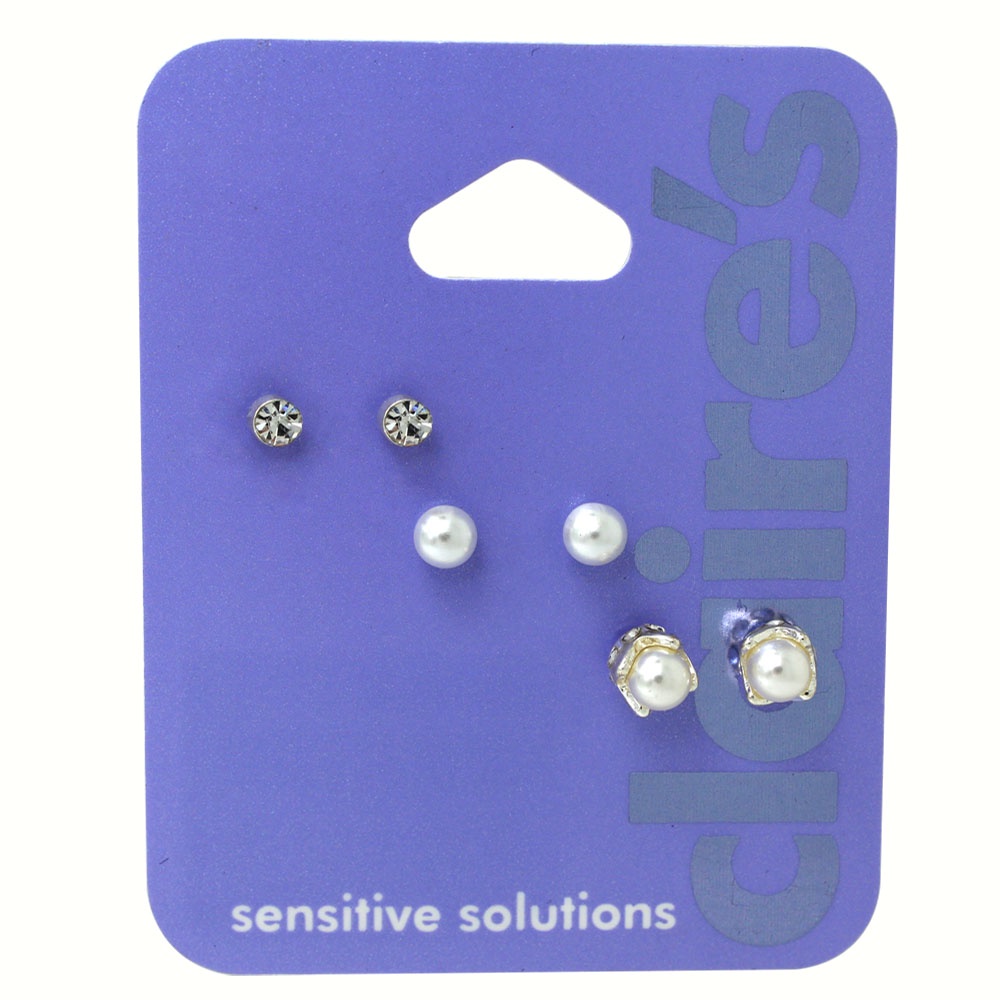 Fashion Jewelry Trendy Imitation Pearl Stud Earrings For Women Girl Silver Plated Rhinestone Crystal Small Earrings