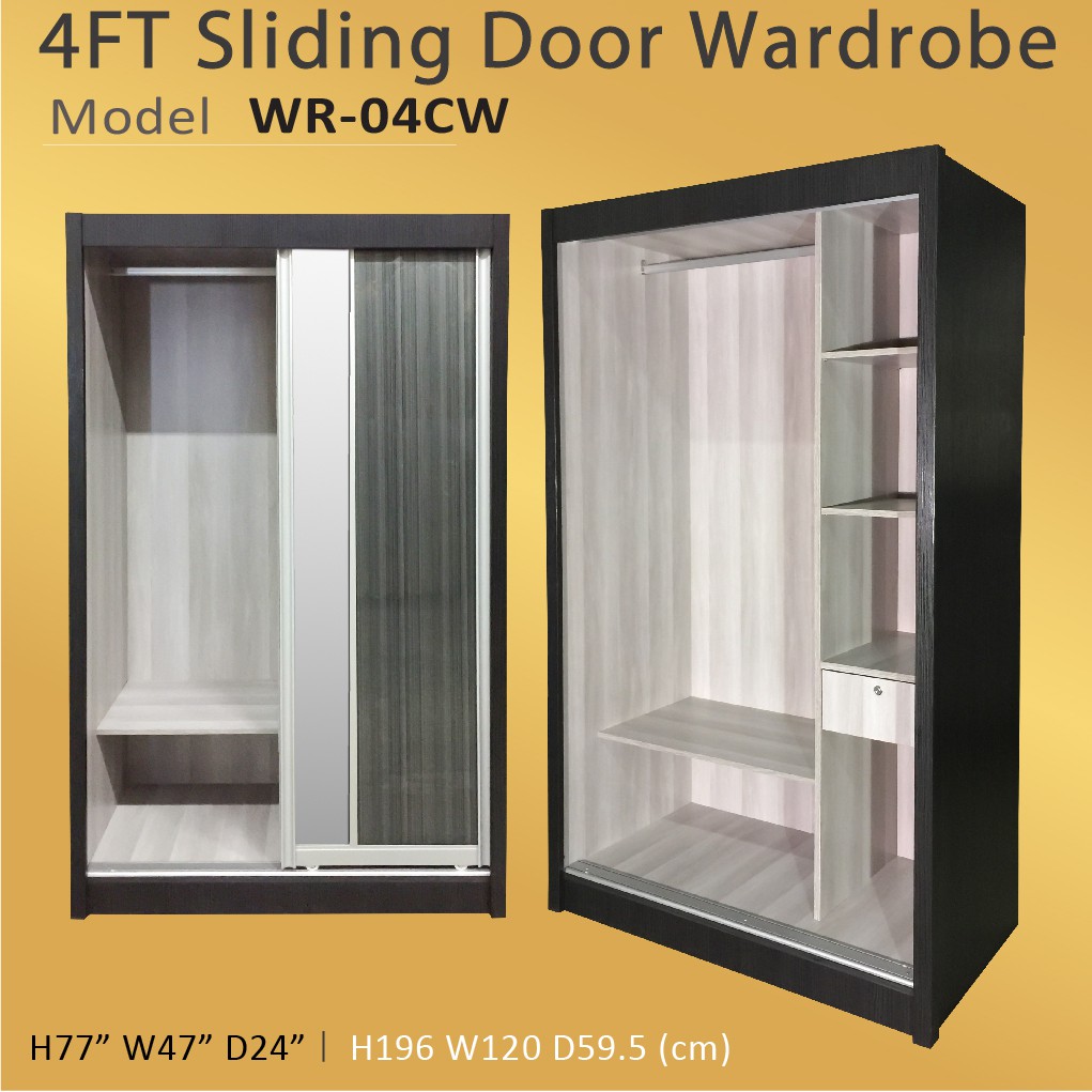 4ft Sliding Doors Wardrobe 2 Designs 2 Colors Shopee Singapore